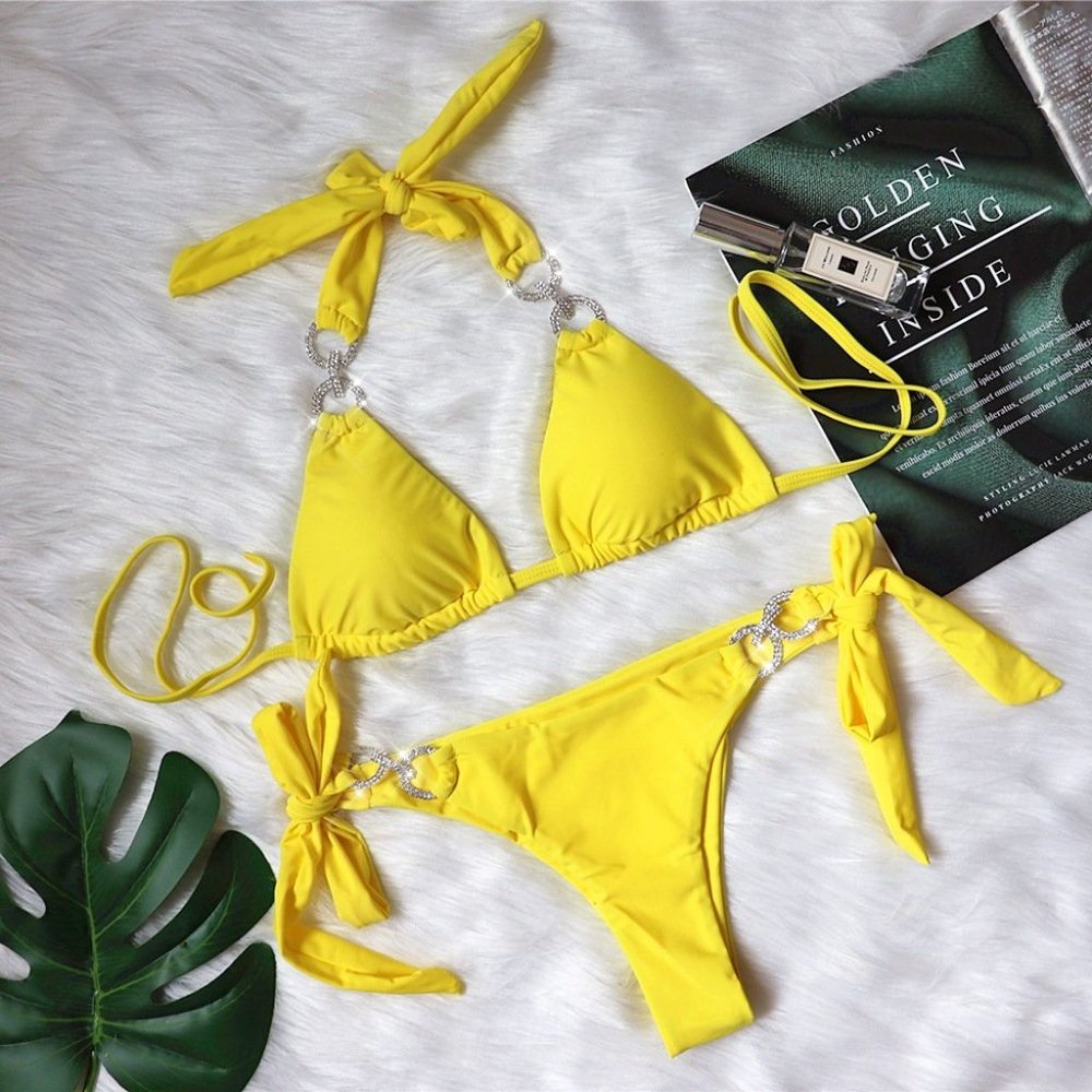 NEW Sparkling Bling Crystal Rhinestone Bikini Swimsuit Beachwear Colors +Gift! - Picture 12 of 15